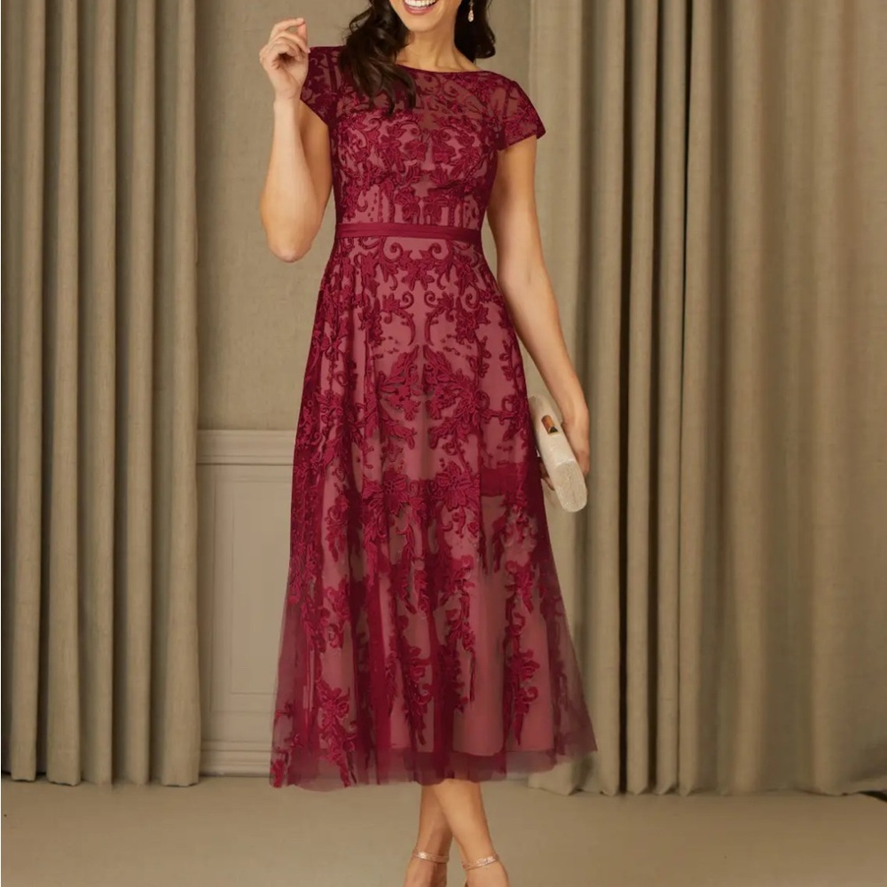 Azazie Burgundy Lace Dress
